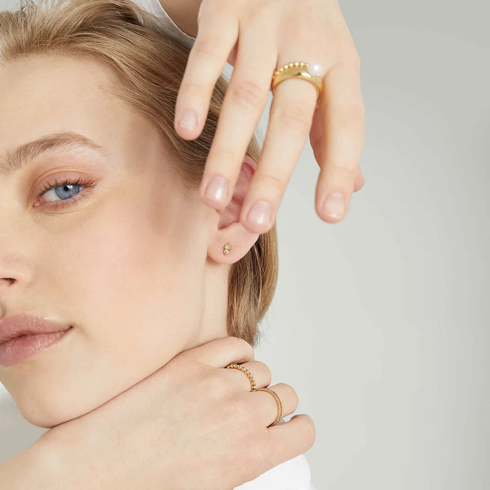 Lunar Glow Moonstone Stud Earrings