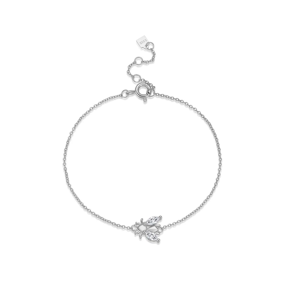 925 Sterling Silver Gold Clear Bees Bracelet Chain Jewelry Fashion CZ Zircon Simple Light Bangle Jewelry Gift Solvana