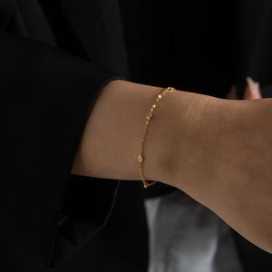 925 Sterling Silver Gold Zircon CZ Round Charm Beads Bracelet Women Luxury Jewelry 2022 Wedding Party Chain Luxury Solvana