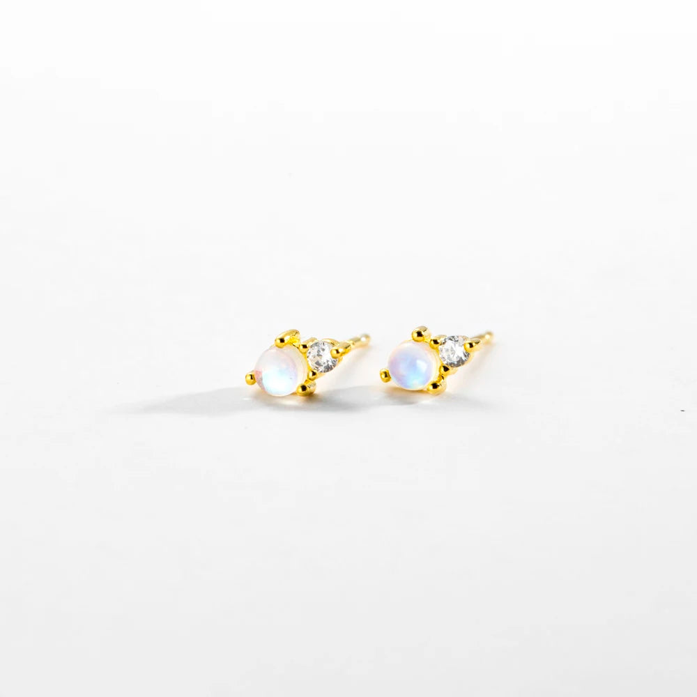 Lunar Glow Moonstone Stud Earrings