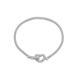 925 Silver Heart Link Jewelry Set,CZ Studded Necklace & Bracelet, Gift for Women,Gift Box Included,Elegant Everyday Wear Solvana