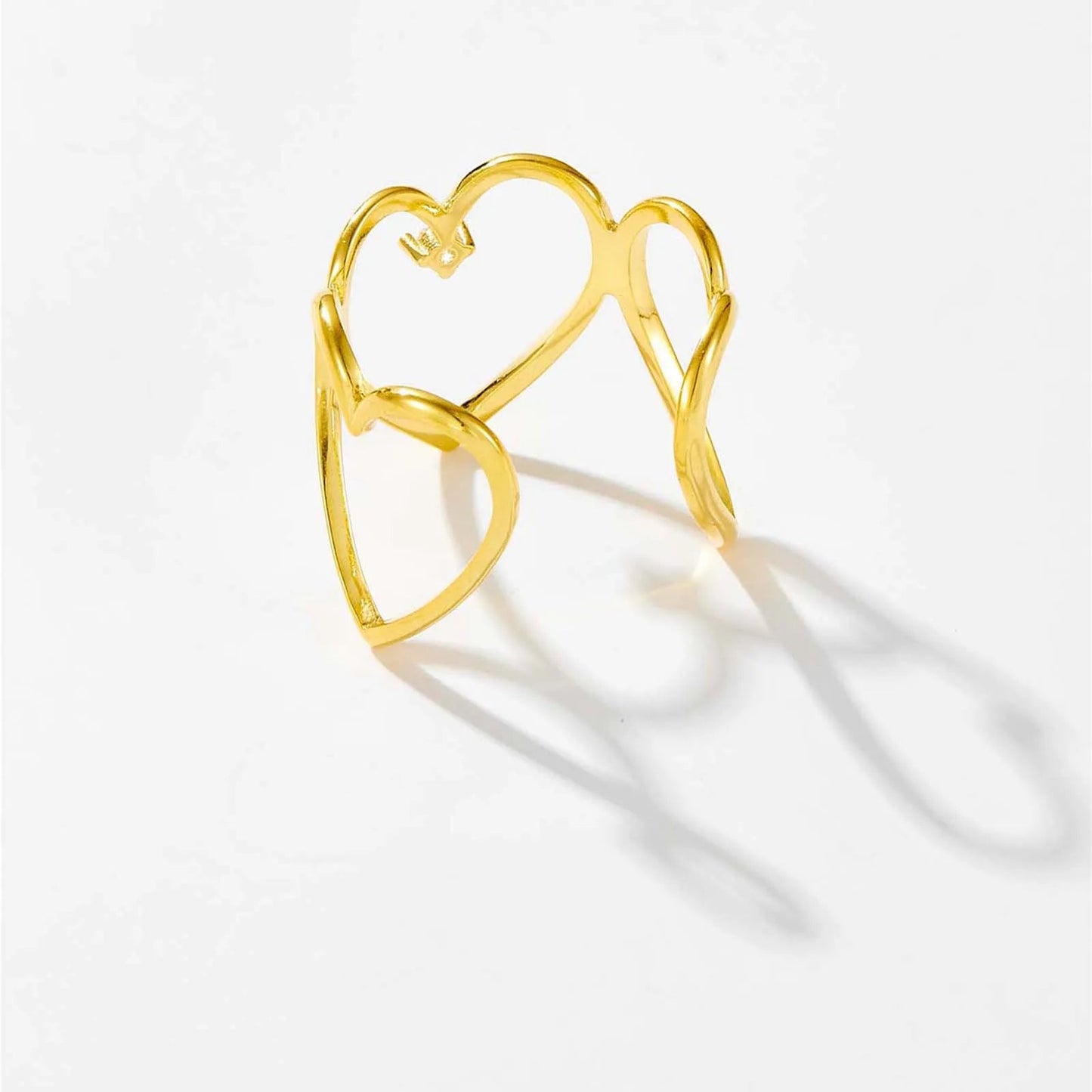 925 Sterling Silver Gold Love Heart Irregular Resizable Ring Adjustable Geometric 2024 Fine Jewelry Gift Solvana