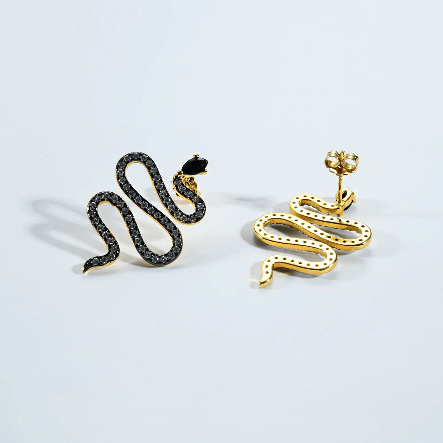Golden Serpent Drop Earrings