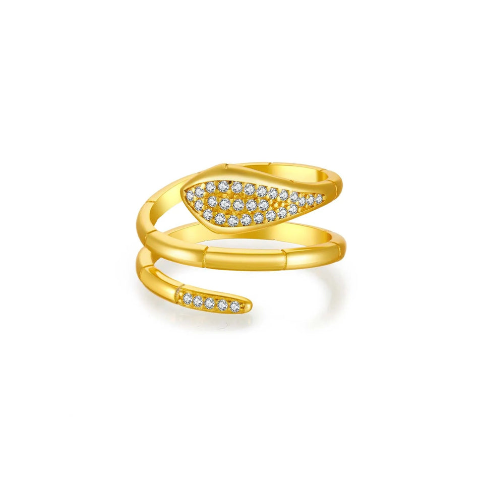 Sterling Silver Gold Animal Three Circle Snake Rings  2021 Statement ZIrcon Thick Large Women Rock Punk Jewelry Solvana