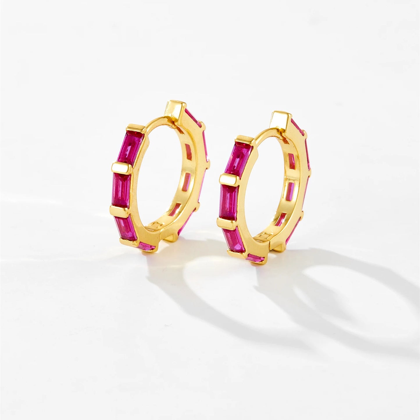 Crimson Glow Huggie Earrings