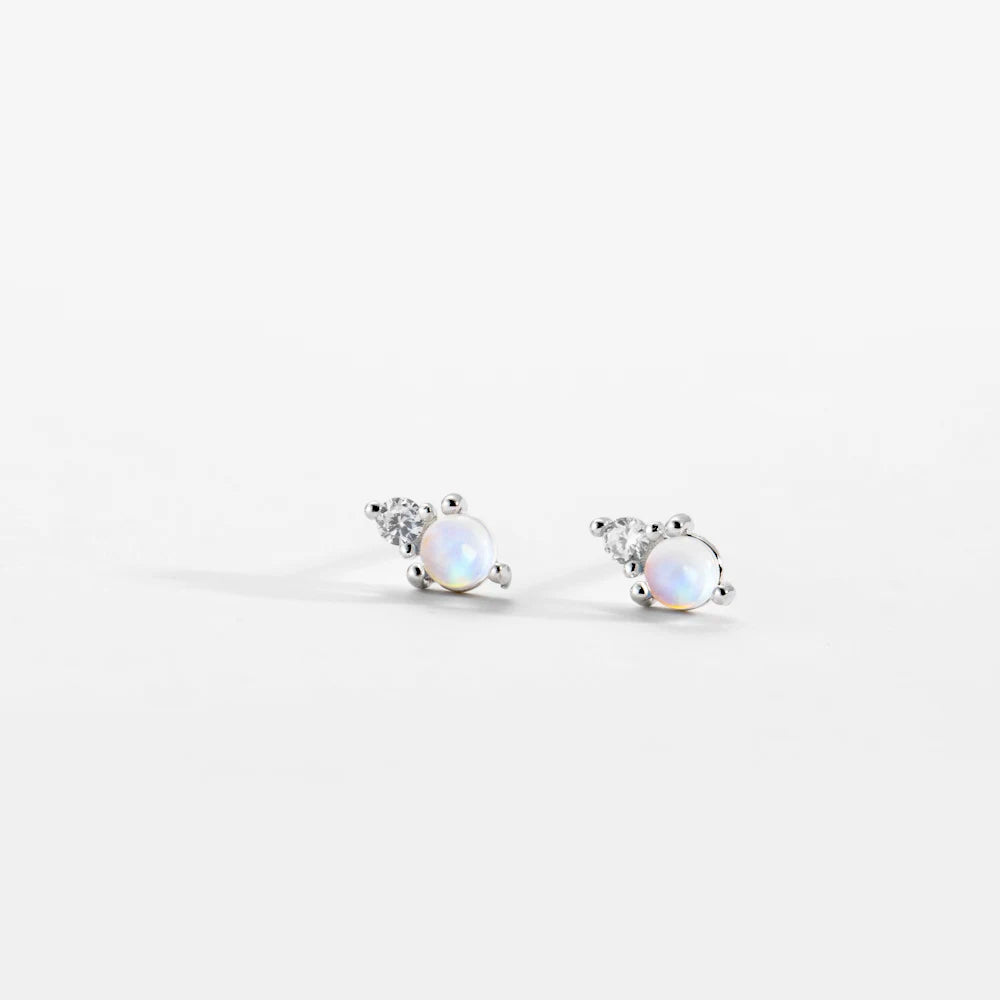 Lunar Glow Moonstone Stud Earrings