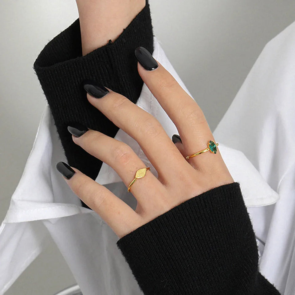 925 Sterling Silver Gold Brown Ovals Slim Resizable Ring 2021 Wedding Gift Fashion Fine Jewelry Adjustable Irregular Solvana