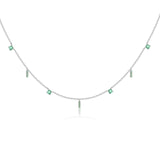 ANDYWEN Modern 925 Silver Green Zircon Necklace Geometric Luxury Minimalist Pendant, Suitable for Office & Evening Party Wear Solvana
