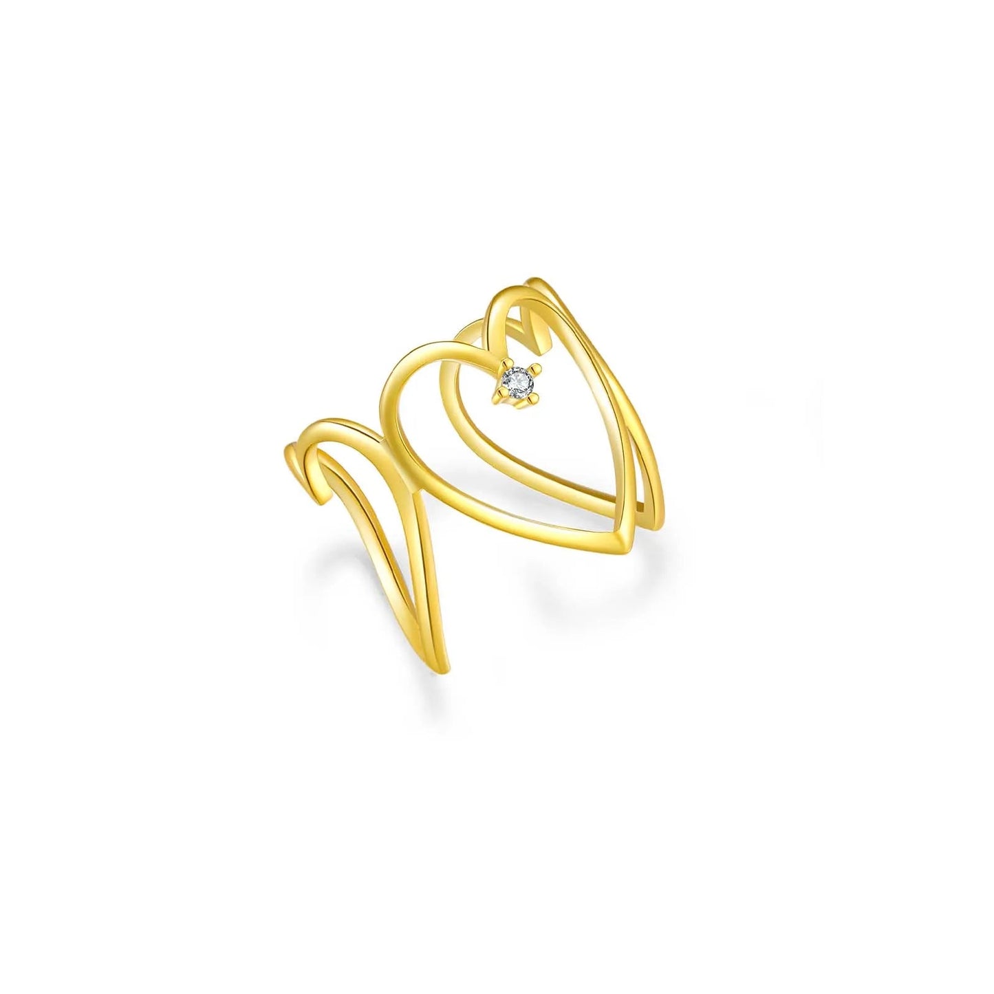 925 Sterling Silver Gold Love Heart Irregular Resizable Ring Adjustable Geometric 2024 Fine Jewelry Gift Solvana