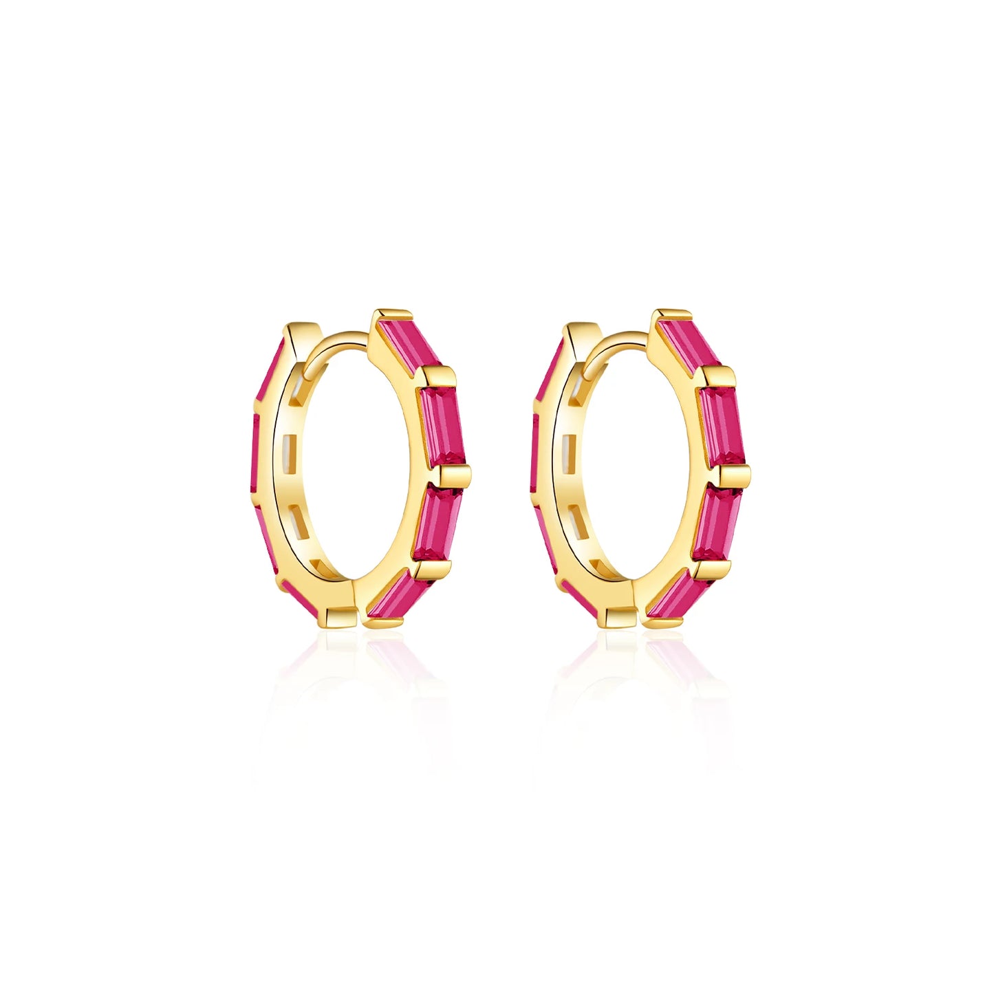 Crimson Glow Huggie Earrings
