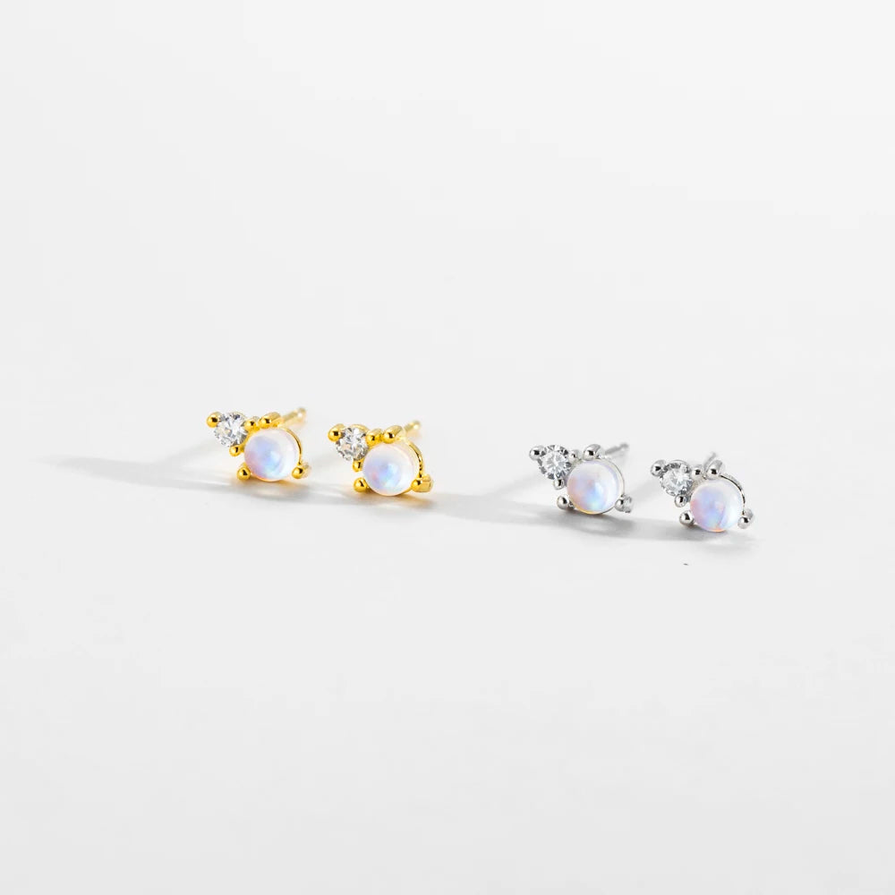 Lunar Glow Moonstone Stud Earrings