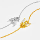 925 Sterling Silver Gold Clear Bees Bracelet Chain Jewelry Fashion CZ Zircon Simple Light Bangle Jewelry Gift Solvana
