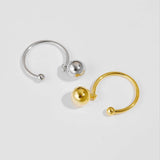 925 Sterling Silver Gold Hollow Ball Beads Geometric Resizable Ring Linear Open Adjustable Ring For Women Party Solvana