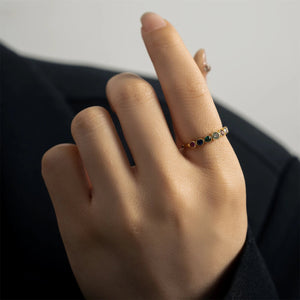 925 Sterling Silver Rainbow Colorful 7 Zircons Rings Women Circle Rock Punk European Jewelry in 2020 Fine Jewelry Solvana