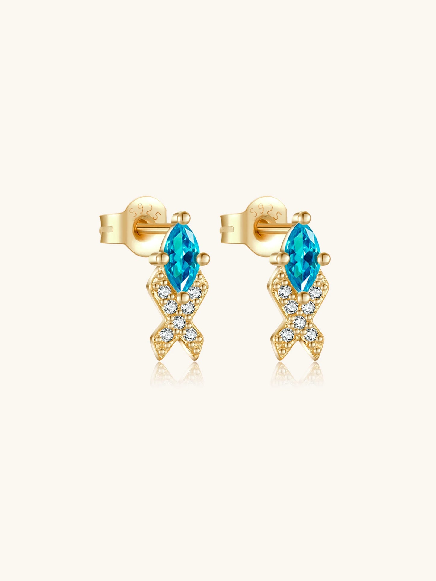 Azure Tide Fish Stud Earrings
