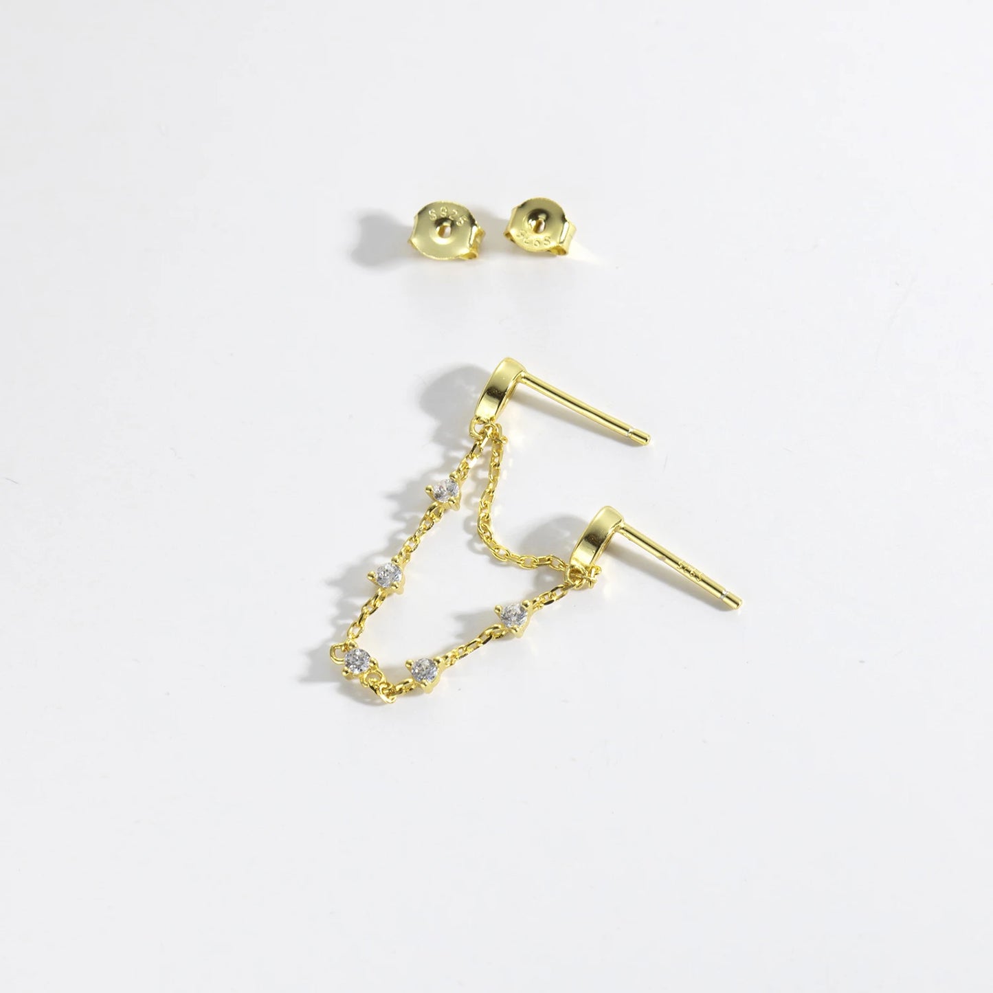 Golden Teardrop Chain Earrings