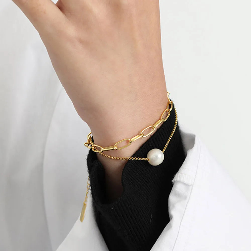 Pearl Edge Chain Bracelet
