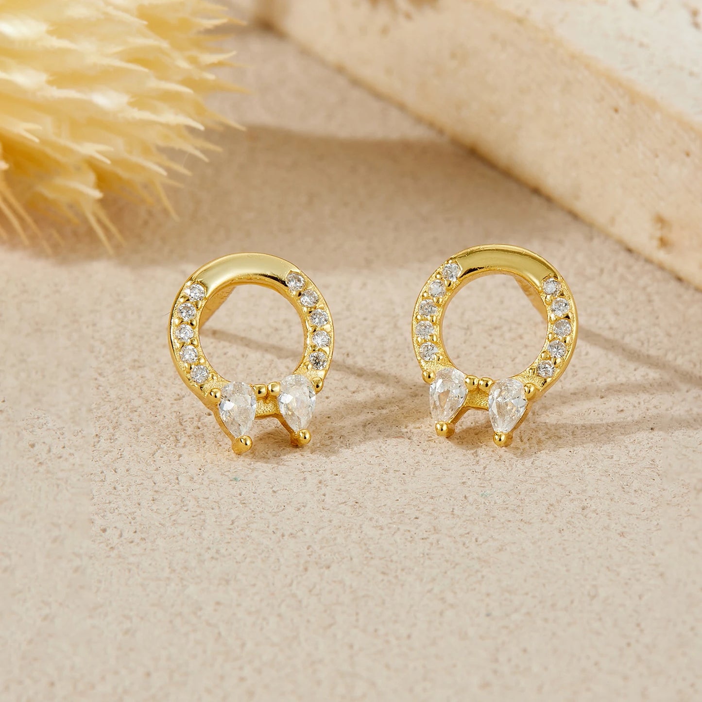 Golden Teardrop Spark Earrings