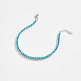 925 Sterling Silver Gold Turquoise 2mm BeadsTennis Cubic Zirconia Round Briliant Bracelet Long Women Fine Jewelry Solvana