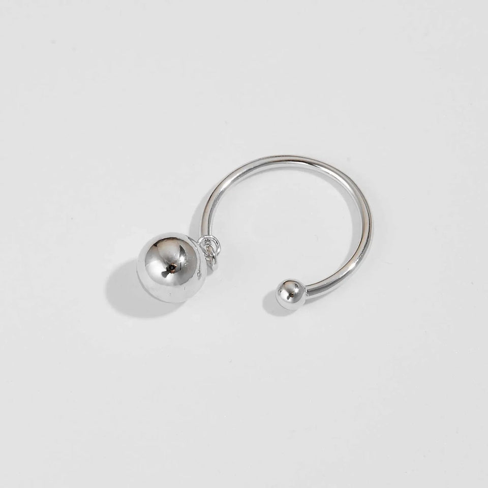 925 Sterling Silver Gold Hollow Ball Beads Geometric Resizable Ring Linear Open Adjustable Ring For Women Party Solvana