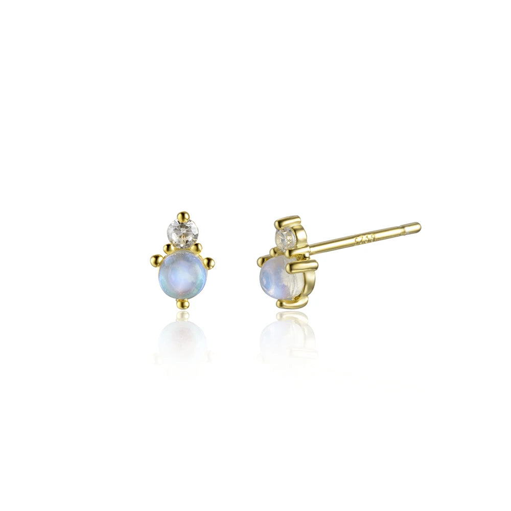Lunar Glow Moonstone Stud Earrings