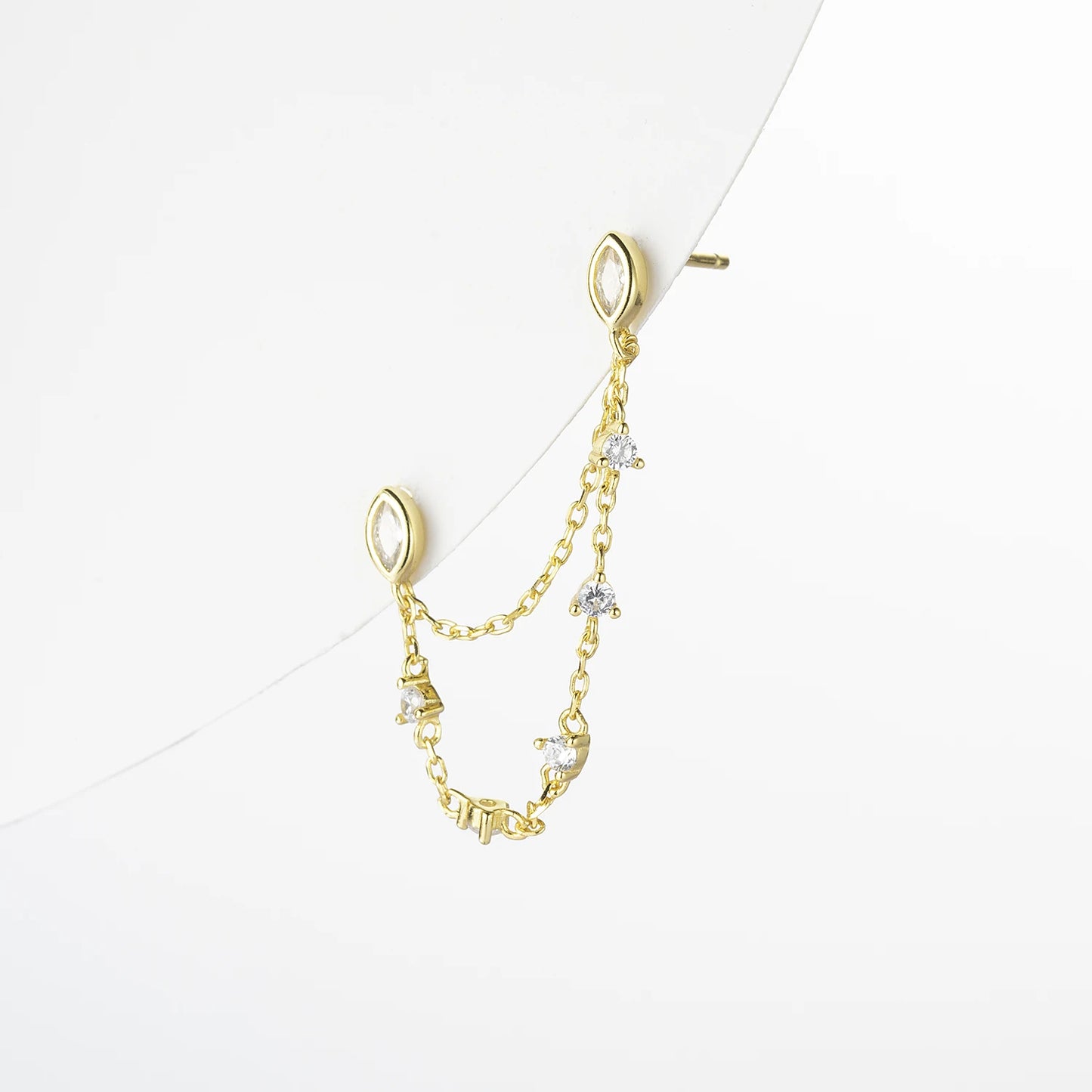 Golden Teardrop Chain Earrings