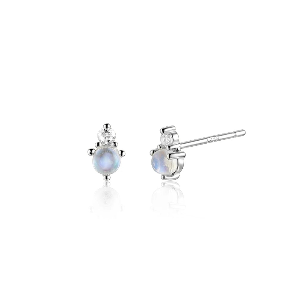 Lunar Glow Moonstone Stud Earrings