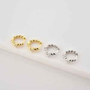 925 Sterling Silver Gold New Beads Hoops Huggies Party Rock Punk Clips Circle Luxury Crystal Fine Jewelry Solvana
