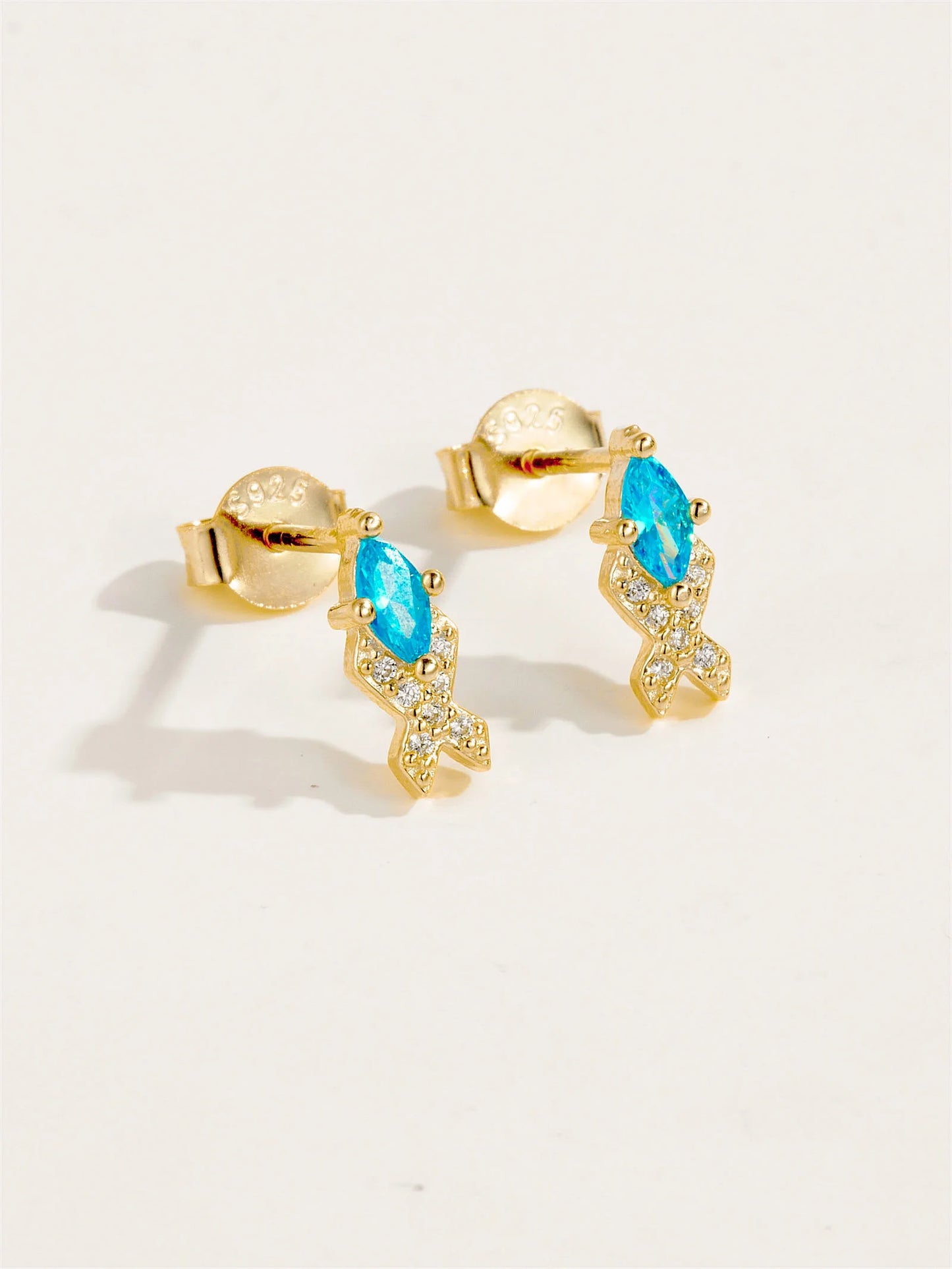 Azure Tide Fish Stud Earrings