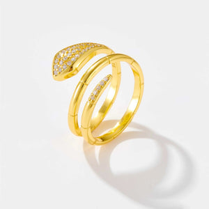 Sterling Silver Gold Animal Three Circle Snake Rings  2021 Statement ZIrcon Thick Large Women Rock Punk Jewelry Solvana