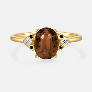 Sterling Silver Ovals Zircon Clear Green Coffes Ring Anillo Fino LAUREN Luxury 2021 Rock Punk Women Fine Jewelry Solvana