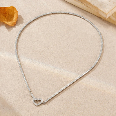 925 Silver Heart Link Jewelry Set,CZ Studded Necklace & Bracelet, Gift for Women,Gift Box Included,Elegant Everyday Wear Solvana