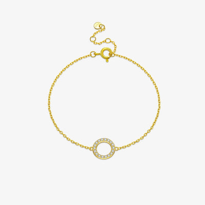 925 Sterling Silver 10mm Circle Pendant Charm Bracelet Chain For Women Luxury CZ Zircon Crystal Fine Jewelry Gift Solvana