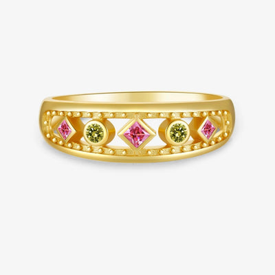 925 Sterling Silver Four Zircon Thick Large ETRUSCAN RING Women Rock Punk Fashion Fine Jewelry 2021 Wedding Round Jewels Solvana