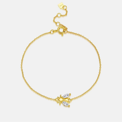 925 Sterling Silver Gold Clear Bees Bracelet Chain Jewelry Fashion CZ Zircon Simple Light Bangle Jewelry Gift Solvana