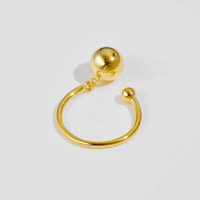 925 Sterling Silver Gold Hollow Ball Beads Geometric Resizable Ring Linear Open Adjustable Ring For Women Party Solvana