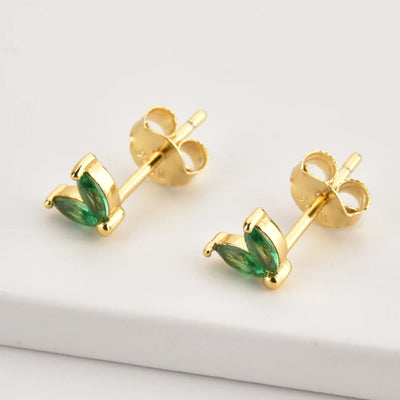 925 Sterling Silver Gold Rainbow Colorful Purple Green Stud Earring Piercing Ohrringe Luxury CZ Fashion Fine Jewels Solvana