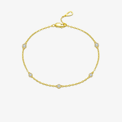 925 Sterling Silver Gold Zircon CZ Round Charm Beads Bracelet Women Luxury Jewelry 2022 Wedding Party Chain Luxury Solvana