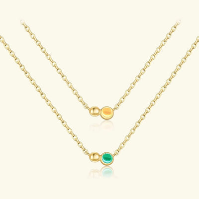 925 Sterling Silver Orange Green Round Pendant Necklace Fashion Zircon Gems Women Fine Chain 2025 Wedding Jewelry Solvana