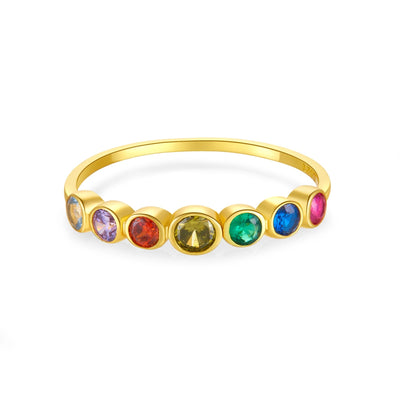 925 Sterling Silver Rainbow Colorful 7 Zircons Rings Women Circle Rock Punk European Jewelry in 2020 Fine Jewelry Solvana