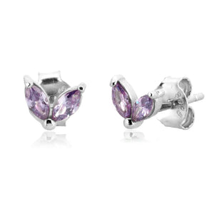 925 Sterling Silver Gold Rainbow Colorful Purple Green Stud Earring Piercing Ohrringe Luxury CZ Fashion Fine Jewels Solvana