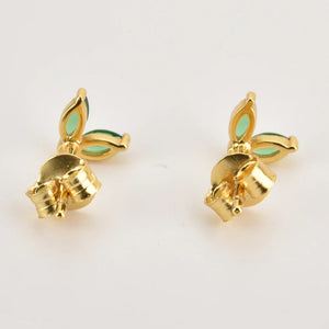 925 Sterling Silver Gold Rainbow Colorful Purple Green Stud Earring Piercing Ohrringe Luxury CZ Fashion Fine Jewels Solvana