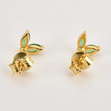 925 Sterling Silver Gold Rainbow Colorful Purple Green Stud Earring Piercing Ohrringe Luxury CZ Fashion Fine Jewels Solvana