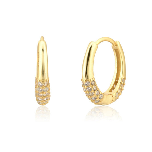 Luxe Pave Circle Hoops – 925 Sterling Silver Gold Huggie Earrings