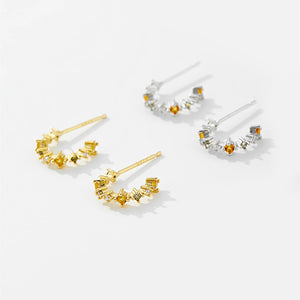 925 Sterling Silver Gold 18mm Climber Stud Earring Fine Thread Ear Pin Luxury Crystal CZ Zircon PiercingJewelry Solvana