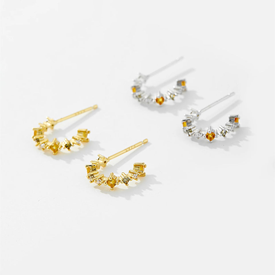 925 Sterling Silver Gold 18mm Climber Stud Earring Fine Thread Ear Pin Luxury Crystal CZ Zircon PiercingJewelry Solvana