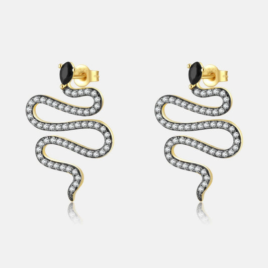 Golden Serpent Drop Earrings