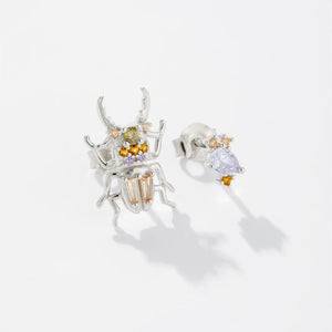925 Sterling Silver Gold Animal Courage Beetle Earring Piercing Pendant Luxury Jewelry For Women Crystal Jewelry Gift Solvana