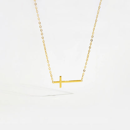 Graceful Sideway Cross Necklace