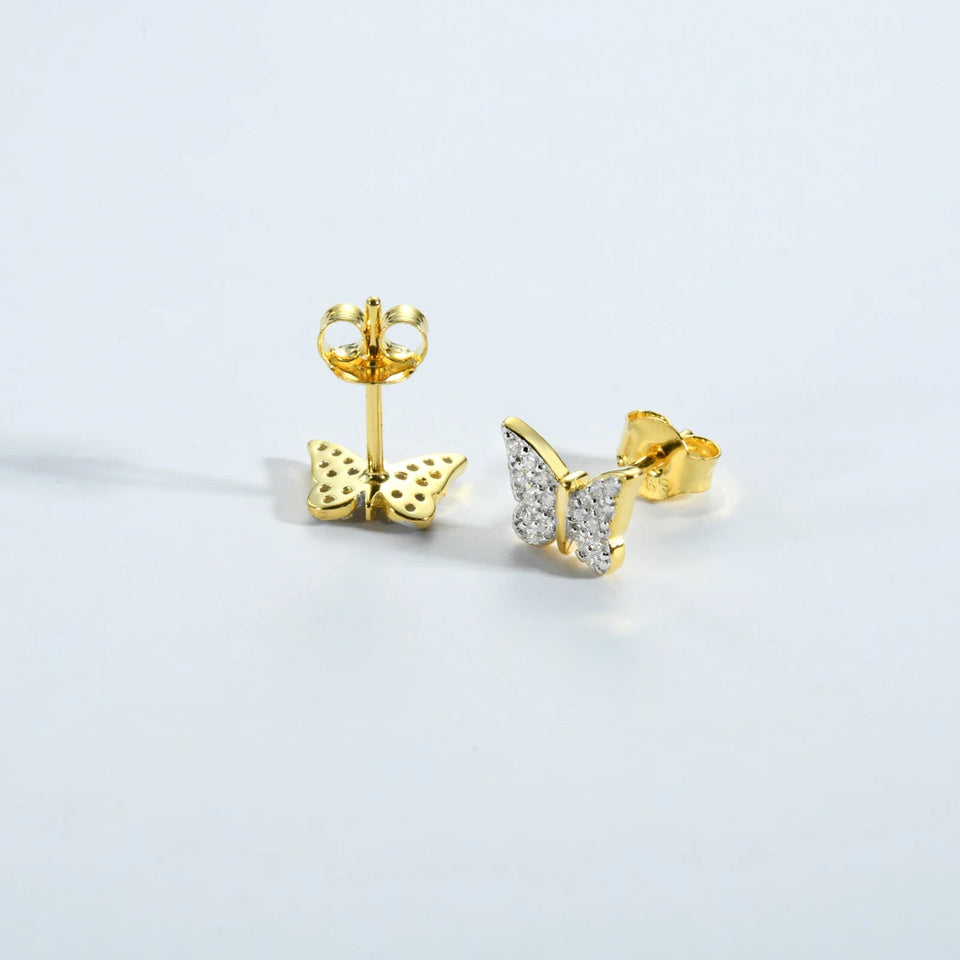 925 Sterling Silver Split Plating Butterfly Gold Animal Dragonfly Piercing Bees Pendientes Clips Fine Luxury Jewelry Solvana